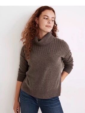 Madewell Hickory Wool Blend Turtleneck Sweater Size Medium